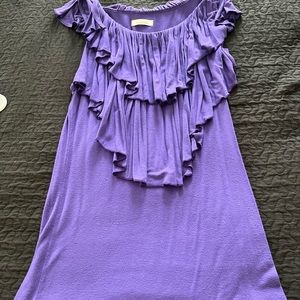 Shulami purple tank with ruffles on front
